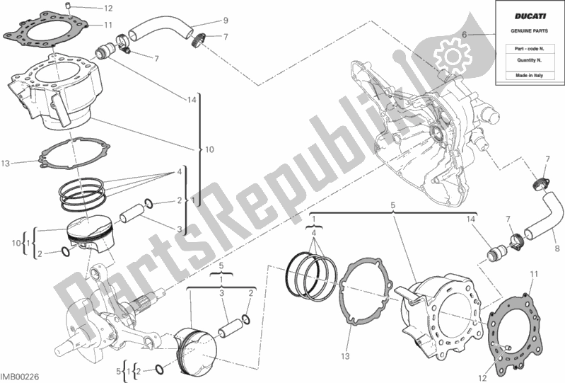 Toutes les pièces pour le Cylindres - Pistons du Ducati Hypermotard 939 SP USA 2017